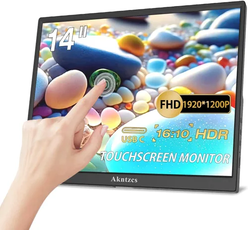 Monitor portátil – 14 pulgadas FHD 1920 x 1200P USBC pantalla táctil portátil IPS, USB Type-C HDMI HDR monitor externo para