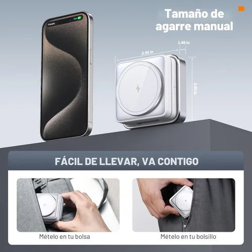 Miniatura 2 de 【Actualizado 2026】Cargador inalámbrico 3 en 1, estación de carga inalámbrica plegable con luz para cargador magnético de Apple, cargador magnético