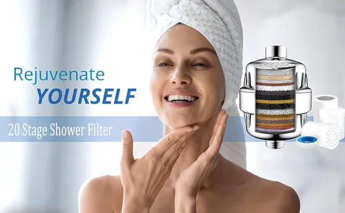 Miniatura 6 de Filtro de ducha para agua dura, suavizante de agua de alto rendimiento, elimina el cloro y el fluoruro. Agua blanda filtrada con vitamina A С E. El