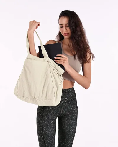 Miniatura 3 de ODODOS Bolsas de compras con cierre lateral de 18 litros, bolsa de hombro ligera, bolso de mano para compras, entrenamiento, playa, viajes