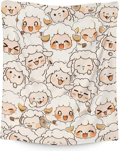 Miniatura 22 de Manta de oveja – Suave, mullida y cálida – Manta de tamaño regazo de 30 x 40 pulgadas para sofá, oficina, bonito regalo blanco para niños y niñas
