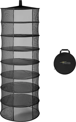 Miniatura 18 de iPower Red de secado plegable de malla para hierbas de 2 pies y 6 capas con cremalleras, anillo resistente para plantas hidropónicas, bolsa