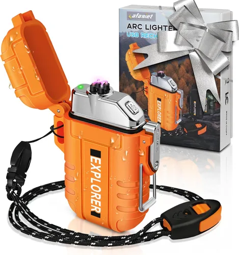 Miniatura 8 de Lafagiet Encendedor de arco impermeable, encendedor de arco de plasma doble para exteriores, recargable por USB, sin llama, para campamento