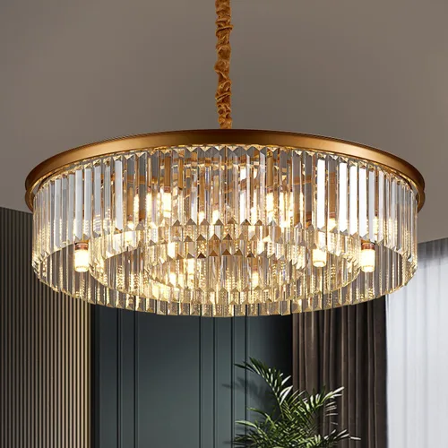 Miniatura 21 de Lámpara de Araña de Cristal Moderna Negra de 21.7", Accesorios de Iluminación de Lujo, Candelabros de Cristal de 2 Anillos para Comedor, Iluminación