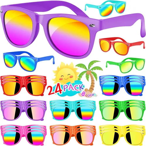 Miniatura 13 de Gafas de sol para niños a granel – Paquete de 16 recuerdos de fiesta de neón para niños y niñas de 3 a 8 años – Suministros para fiestas