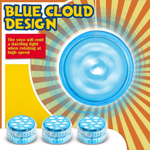 Miniatura 3 de Woanger Yoyo - 24 bolas de plástico con luz LED Yoyo para niños, adultos, principiantes, temática de cielo azul, decoración de fiesta de cumpleaños