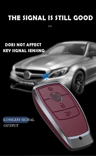 Miniatura 4 de SANRILY Funda para llavero de piel de metal con 2 botones, color negro, para Mercedes Benz Clase G W463 GLK A, B, S, M, AMG, con llavero