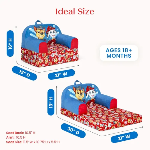 Miniatura 3 de Delta Children - Silla abatible PAW Patrol Cozee Buddy para niños - Certificado Greenguard Gold, azul
