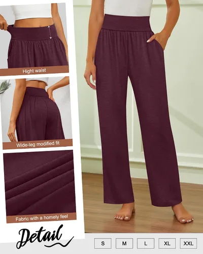 Miniatura 109 de Neer - Conjunto de 3 pantalones de yoga de pierna ancha para mujer - Pantalones deportivos cómodos, holgados, de cintura alta y casuales