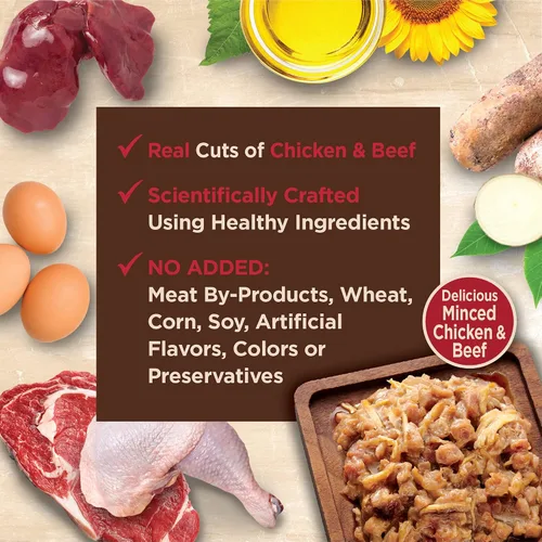 Miniatura 3 de Wellness CORE Tiny Tasters - Alimento húmedo picado para gatos adultos, natural, rico en proteínas, sin granos, receta de pollo y carne de res, 1.75