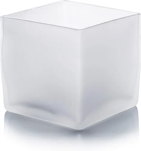 Miniatura 35 de WGV - Jarrón de cristal en forma de cubo a granel, portavelas, 3 x 3 x 3 pulgadas, contenedor transparente elegante con decoración floral
