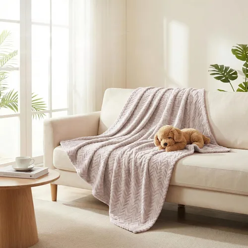 Miniatura 4 de Exclusivo Mezcla Manta Queen para cama, acogedora manta ligera de vellón con textura ondulada decorativa, adecuada para invierno, camello, 90 x 90