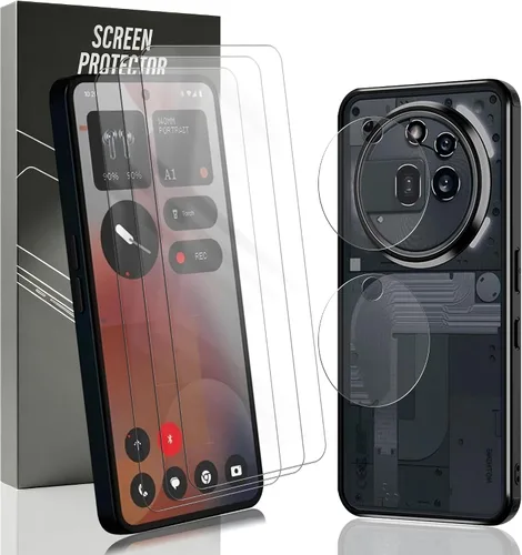 Miniatura 26 de Paquete de 3+2 protectores de pantalla de vidrio templado para teléfono (2a) / (2a) Plus con protector de lente de cámara, dureza 9H, película
