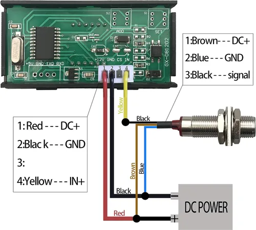Miniatura 6 de DIGITEN 4 tacómetro digital led RPM, con velocímetro y sensor apagador de proximidad NPN, color verde
