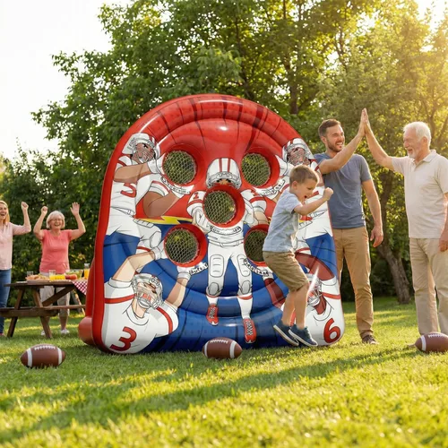 Miniatura 2 de Juego inflable gigante de lanzamiento de objetivos de fútbol de 6 pies, divertidos juegos de patio para interiores y exteriores para niños y Rojo
