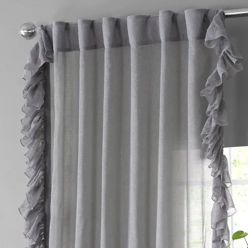 Miniatura 3 de HPD Half Price Drapes Cortinas traslúcidas con volantes para dormitorio y sala de estar, 50 x 84 pulgadas, lino (1 panel), cortinas con dobladillo