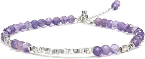 Miniatura 9 de Pulsera de cuentas de cristal natural de plata 925 hecha a mano. Joyería energética de piedras preciosas facetadas para mujeres, regalo