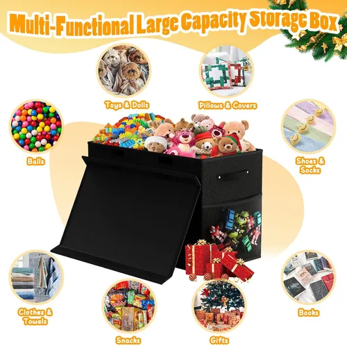Miniatura 3 de Caja grande de almacenamiento de juguetes con divisor de tapa, organizador de juguetes plegable resistente para niños, cajas de almacenamiento