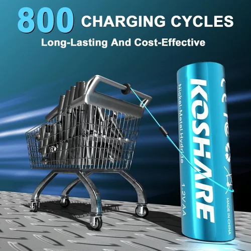 Miniatura 4 de Batería AA recargable con cargador, 16 baterías Ni-MH de 1.2 V con 16 x 2800 mAh AA de alta capacidad, 800 ciclos, precarga, tipo C y cargador de 8