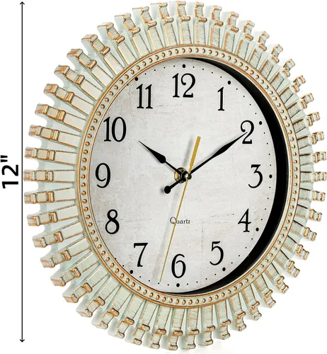 Miniatura 2 de Noamus Reloj de Pared Retro de 12", Reloj Redondo Silencioso Sin Tic-Tac, Reloj de Cuarzo Aqua Operado por Batería, Relojes Vintage de Plástico