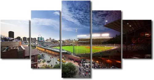Miniatura 105 de Arte para pared, lienzo para estadio deportivo, arte para pared, diseño de campo de Wrigley en Chicago, pinturas de Chicago, impresiones sobre