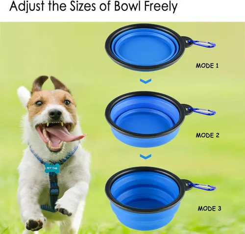 Miniatura 3 de 3 cuencos plegables de silicona para perros, plato plegable expandible para mascotas pequeñas, comida y agua, tazón portátil de viaje, etiqueta