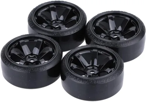 GoolRC Juego de 4 neumáticos de automóvil de deriva 1/10 para Traxxas HSP Tamiya HPI Kyosho On-Road Drifting Car (negro)