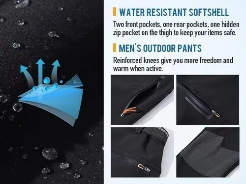 Miniatura 5 de TACVASEN Pantalones de esquí de nieve para hombre, pantalones de snowboard resistentes al agua, pantalones de senderismo con forro polar