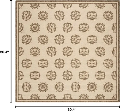 Miniatura 2 de SAFAVIEH Alfombra lavable al aire libre Linden Collection – 6'7" cuadrada, crema y beige, no desprende pelusa y fácil de limpiar, ideal para patio