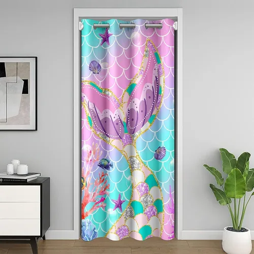 Miniatura 31 de Erosebridal Cortina de puerta de teñido anudado, cortina opaca bohemia, cortina exótica abstracta en espiral, elegante cortina hippie para puerta