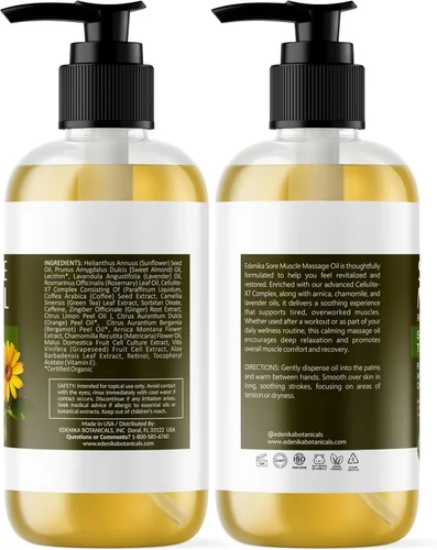 Miniatura 7 de Edenika Botanicals Aceite de masaje muscular de máxima fuerza para terapia de masaje con árnica pura, alivio de tensión muscular profunda y masaje