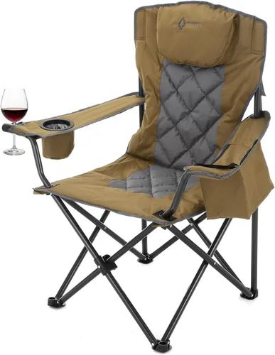 Miniatura 25 de ARROWHEAD OUTDOOR Silla plegable portátil de lujo para campamento con reposacabezas, portavasos y vidrio, enfriador de 6 latas, bolsa de transporte
