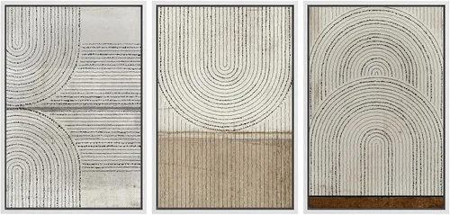 Miniatura 224 de SIGNWIN Lienzo enmarcado para pared, arte con pinceladas de flujo neutro en tonos beige abstractos, ilustraciones, arte moderno, decorativo