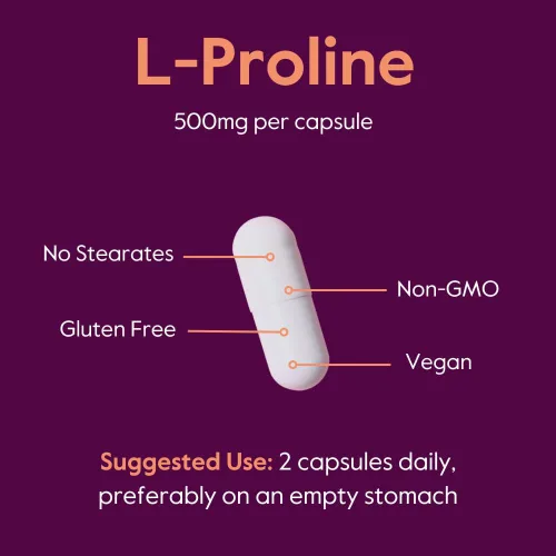 Miniatura 5 de BESTVITE L-Proline 500mg (120 cápsulas vegetarianas) - Sin estearatos - Sin rellenos - Vegano - Sin gluten - Sin OMG