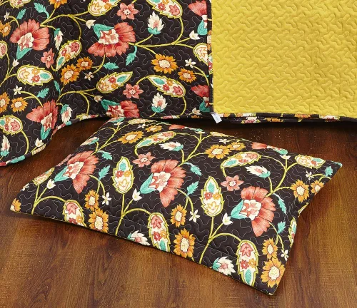 Miniatura 5 de DaDa Bedding Collection Marigold's Elegant Autumn Garden - Juego de colcha reversible acolchada – Brillante vibrante floral multicolor sólido
