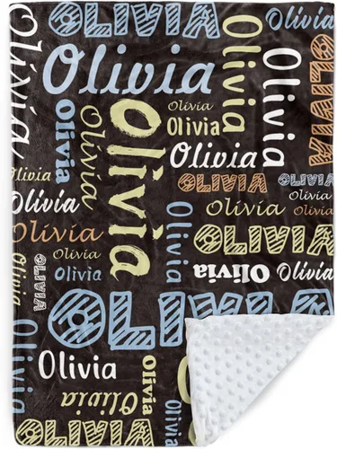 Miniatura 18 de Manta con nombre personalizable, diseño de nombre múltiple, manta de franela de felpa suave personalizada con respaldo punteado de doble capa