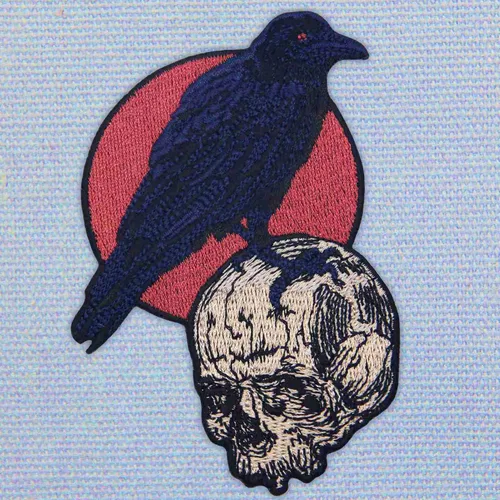 Miniatura 4 de El cuervo en el cráneo parche bordado aplique insignia para planchar en el emblema