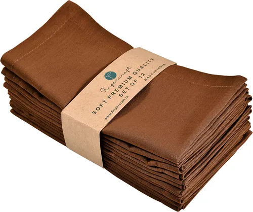 Miniatura 76 de Fingercraft Juego de 12 servilletas de tela de mezcla de lino y algodón, lavables, calidad premium, fiestas, bodas, servilletas de cena en inglete
