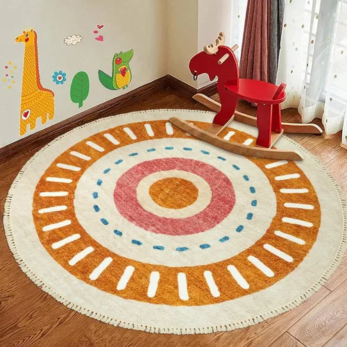 Miniatura 16 de Lukinbox Alfombra bohemia para sala de estar, 3 x 5 pies, lavable a máquina, alfombra de dormitorio, súper suave, antideslizante, color naranja