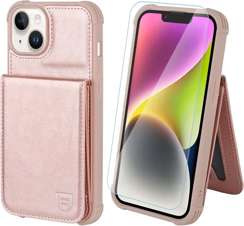 Miniatura 18 de VANAVAGY Funda tipo cartera compatible con iPhone 14 Pro para mujeres y hombres, de piel sintética, cierre magnético, con bloqueo RFID, tarjetero