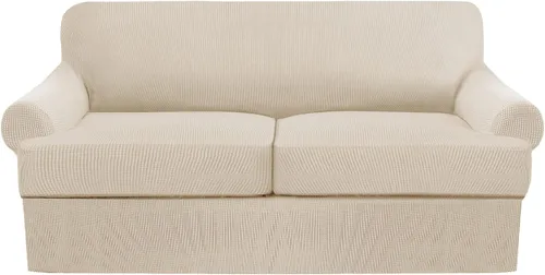 Miniatura 49 de Juego de fundas para sillas con cojines en T de 2 piezas, funda de sofá elástica para sillones y sillas con cojines en T