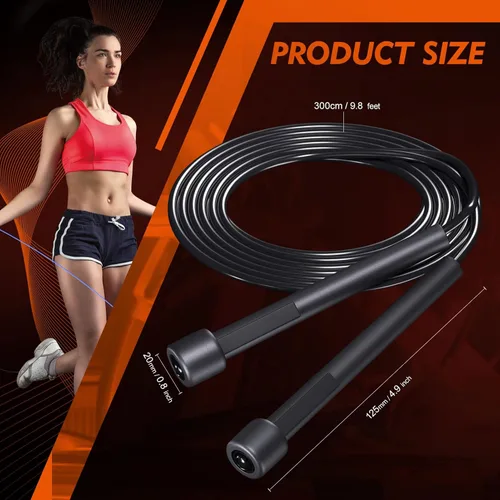Miniatura 2 de Paquete de 14 cuerdas ajustables de PVC para entrenamiento cardiovascular, cuerda de saltar versátil para mujeres, hombres y niños, regalo de Negro
