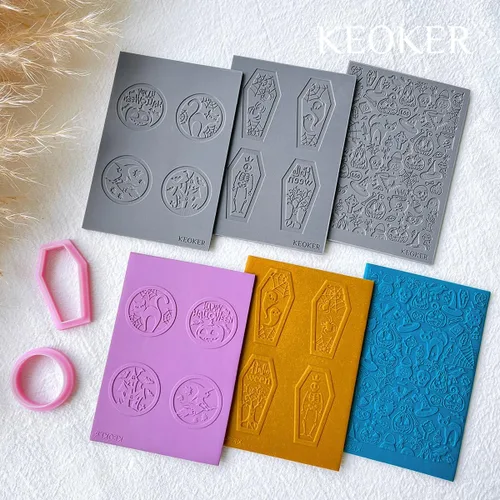 Miniatura 5 de Keoker Hojas de textura para arcilla polimérica, alfombrilla de textura de arcilla para hacer aretes de joyería, herramientas de aretes de arcilla