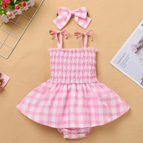 Miniatura 2 de Vestido de tutú sin mangas para niñas pequeñas, vestido de tela escocesa rosa, vestido de verano para niñas pequeñas, vestidos de fiesta de princesa