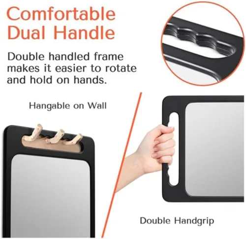 Miniatura 4 de Espejos de doble mango (15.94 x 10.16 pulgadas), espejo de mano grande con asa, espejo de peluquería de mano, espejos de mano de salón, accesorios