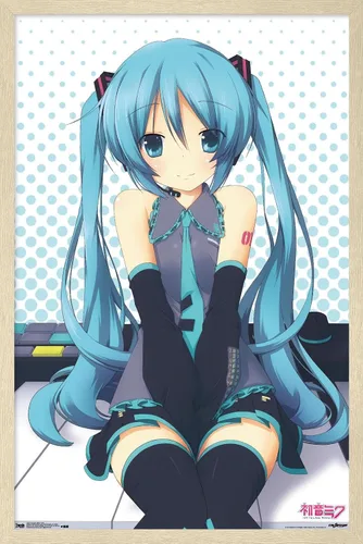 Miniatura 11 de Trends International Hatsune Miku - Póster de pared de llaves, 14.725 x 22.375 pulgadas, versión enmarcada de madera de granero