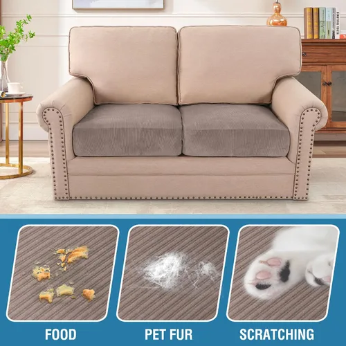 Miniatura 75 de H.VERSAILTEX Funda de cojín elástica de terciopelo para sofá, funda de cojín de felpa para silla, sofá biplaza o sofá, protector de muebles, cojín