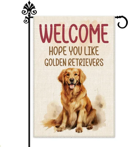 Miniatura 9 de Hafhue Bandera de jardín con la frase "Hope You Like Dogs", de doble cara, de 12 x 18 pulgadas, para decoración de patio o jardín, decoración