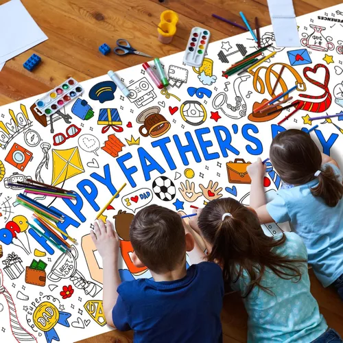 Miniatura 6 de Gatherfun Póster de Actividades Temático del Día del Padre/Cubierta de Mesa - 72" x 31.5" Arte de Pared para Pared de Aula, Fiestas Escolares