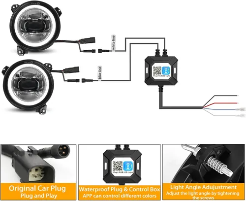 Miniatura 6 de YEEGO DIRECT Faros LED de 9 pulgadas para faros de Wrangler, faros RGB con halo para Wrangler JL JLU/Gladiator JT 2018-2025, aprobados por DOT